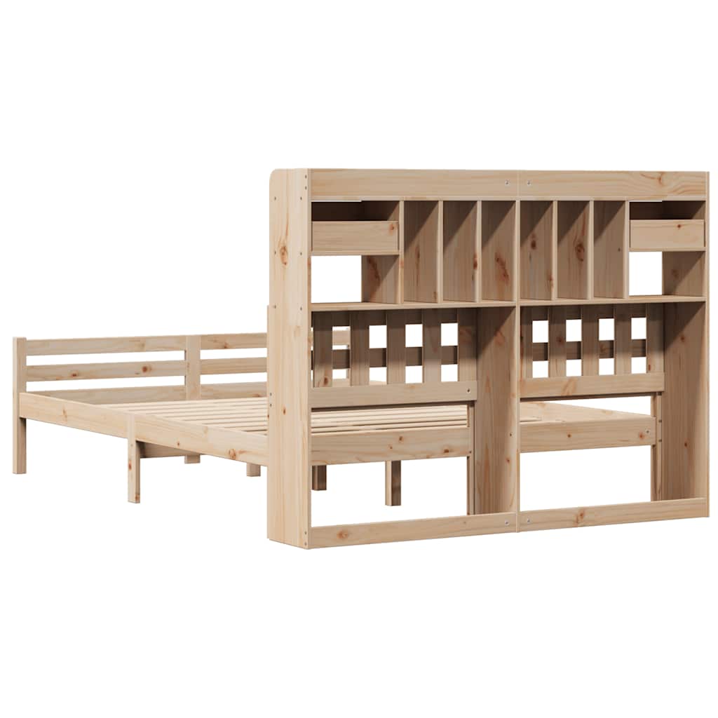 Bookcase Bed without Mattress 160x200cm Solid Wood Pine