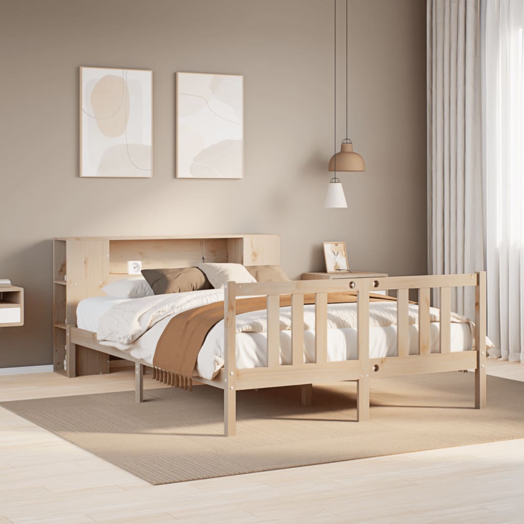 Bookcase Bed without Mattress 120x200cm Solid Wood Pine