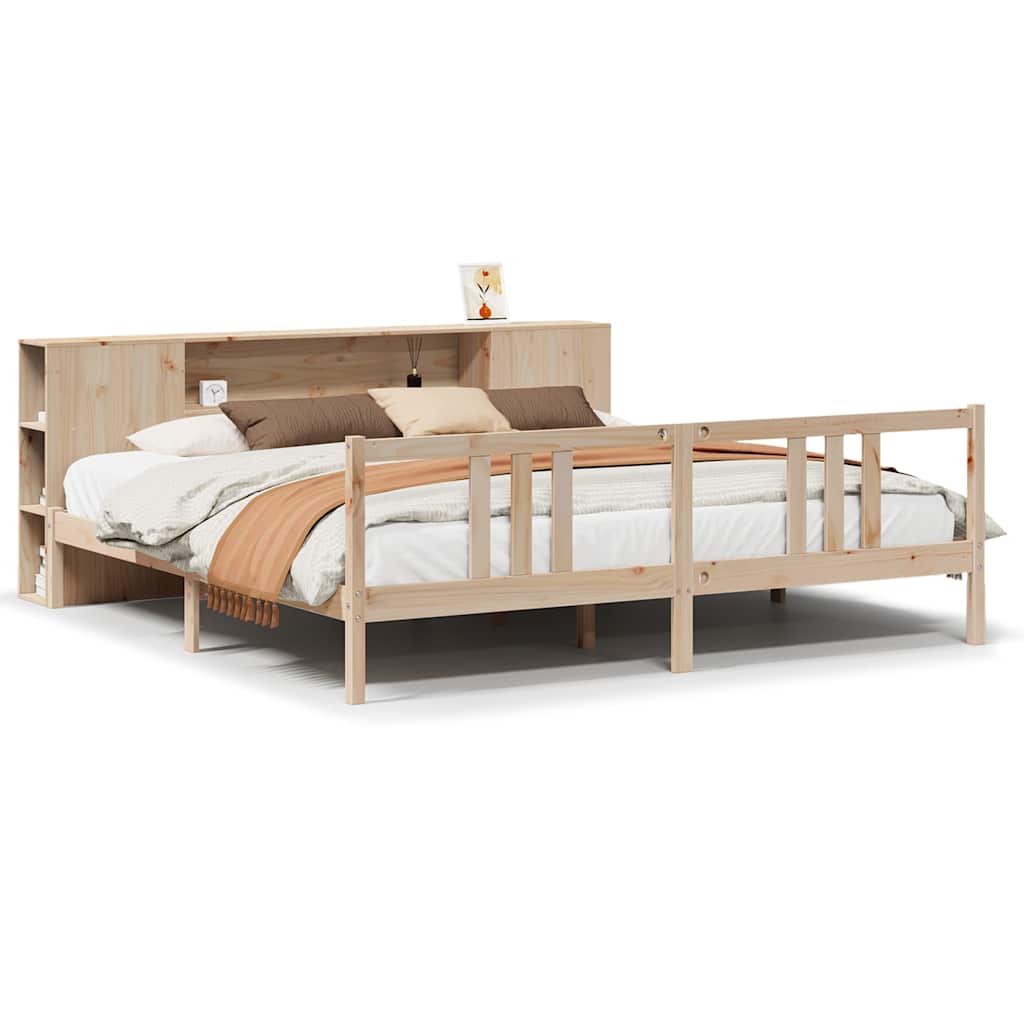 Bookcase Bed without Mattress 180x200cm Solid Wood Pine