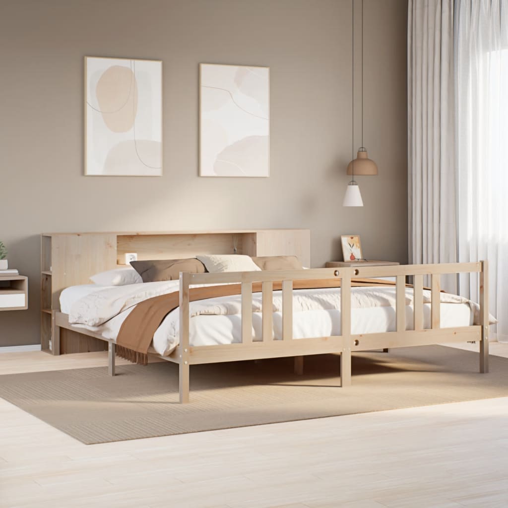 Bookcase Bed without Mattress 180x200cm Solid Wood Pine