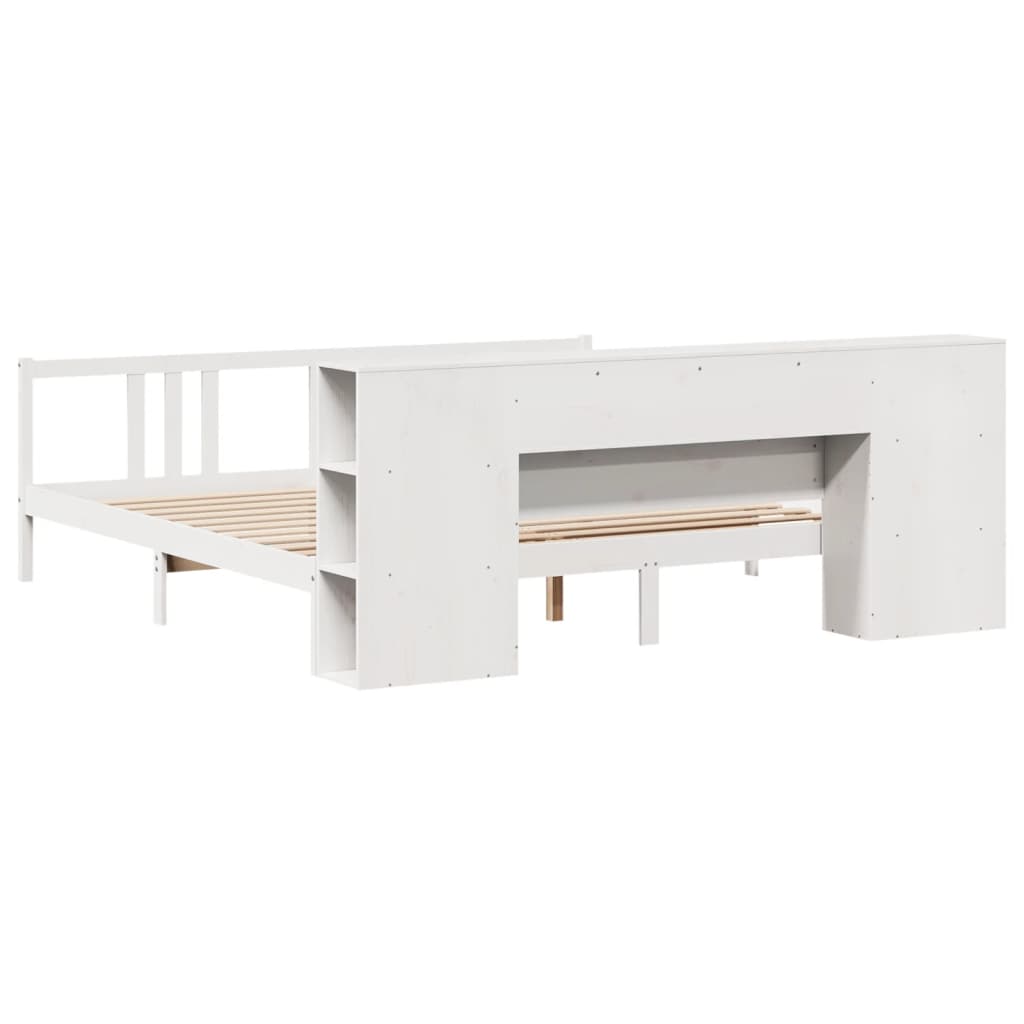 Bookcase Bed without Mattress White 200x200cm Solid Wood Pine