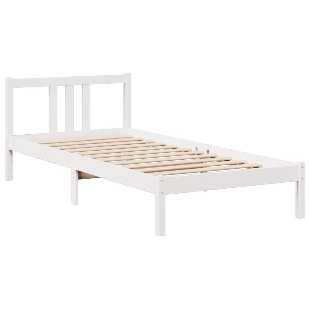 Bookcase Bed without Mattress White 90x200 cm Solid Wood Pine