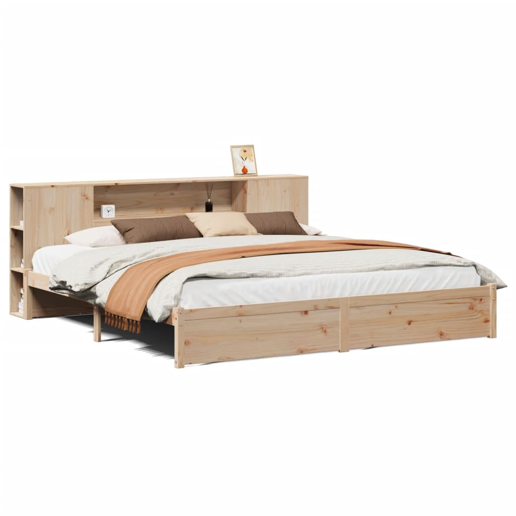 Bookcase Bed without Mattress 180x200cm Super King Solid Wood Pine