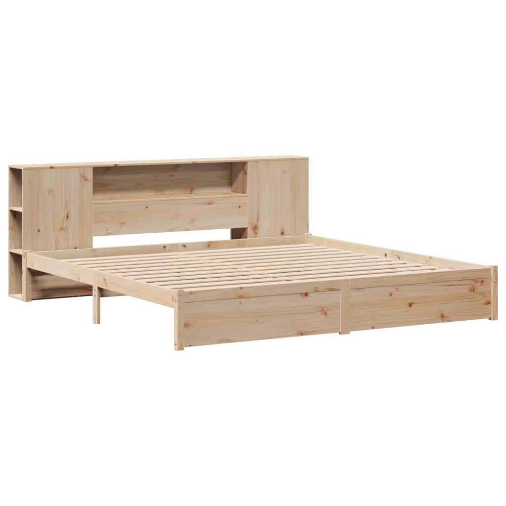 Bookcase Bed without Mattress 180x200cm Super King Solid Wood Pine