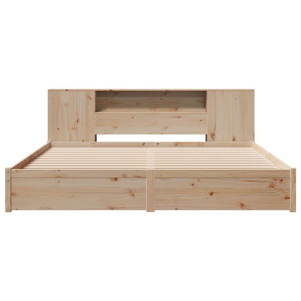 Bookcase Bed without Mattress 180x200cm Super King Solid Wood Pine