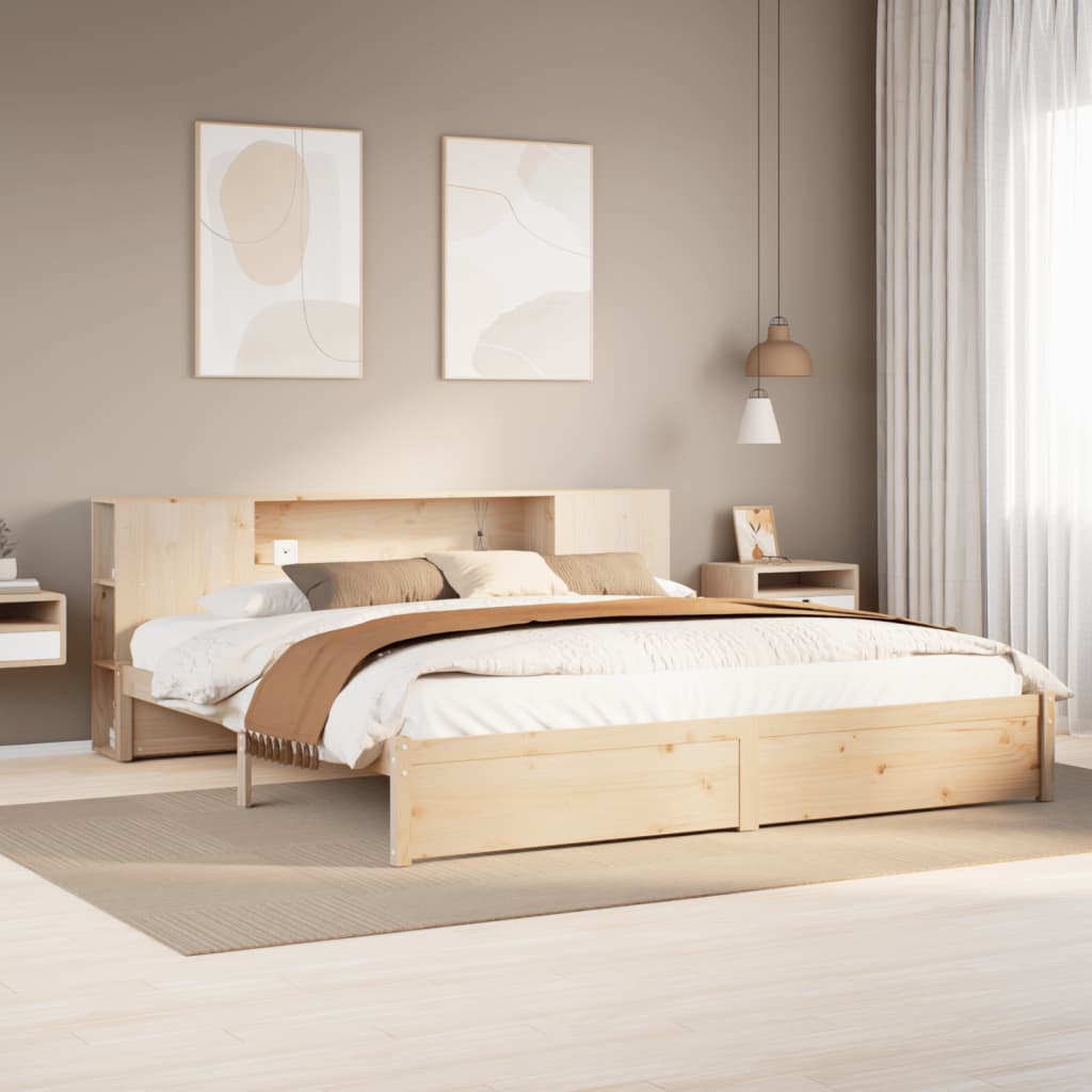 Bookcase Bed without Mattress 180x200cm Super King Solid Wood Pine