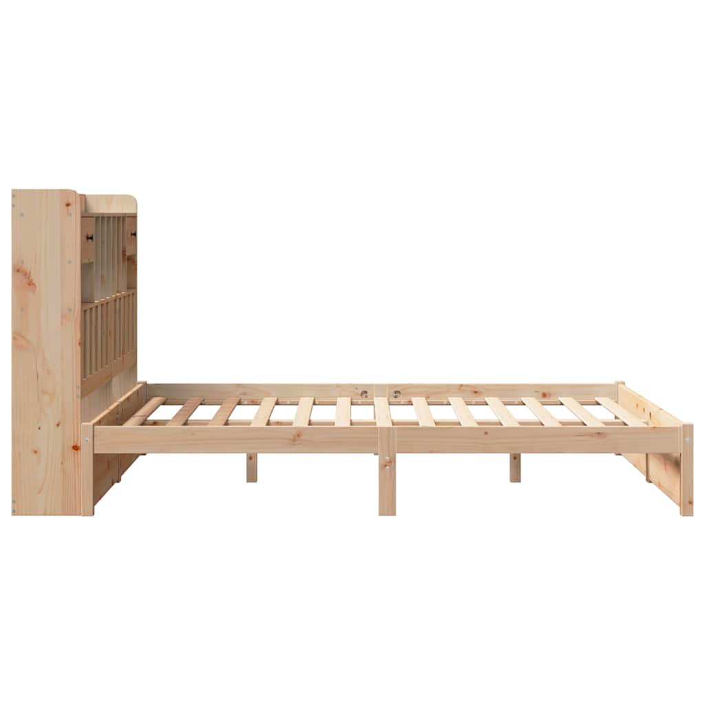 Bookcase Bed without Mattress 140x190cm Solid Wood Pine