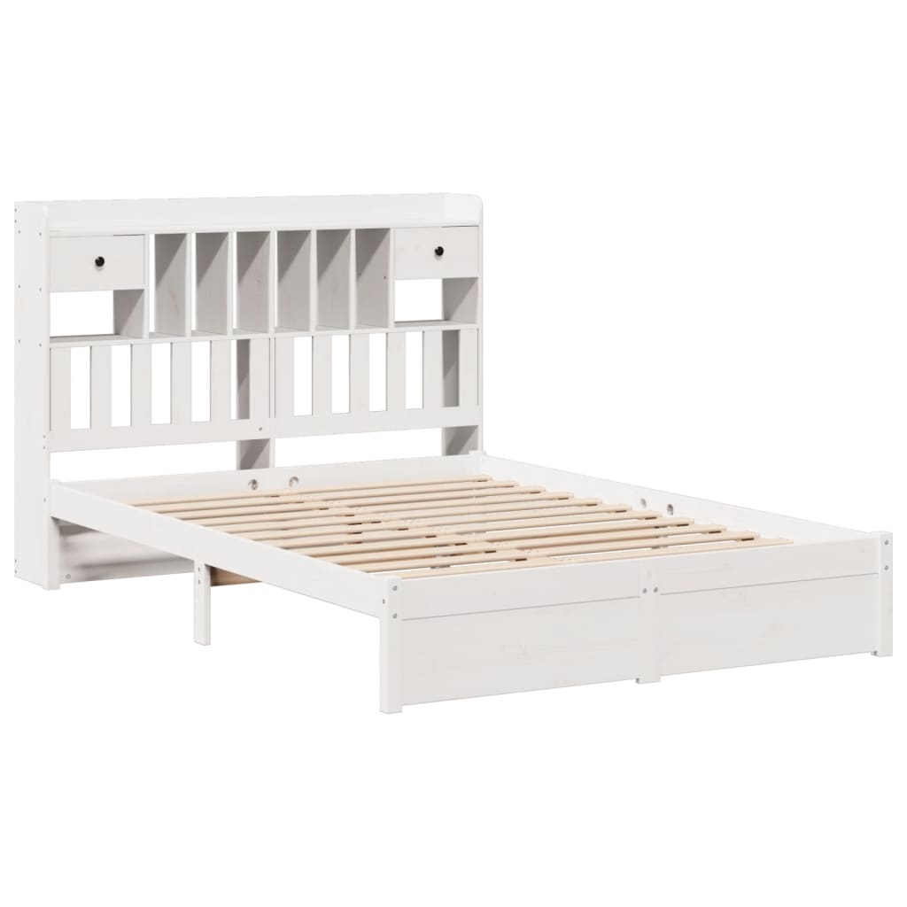 Bookcase Bed without Mattress White 140x190cm Solid Wood Pine