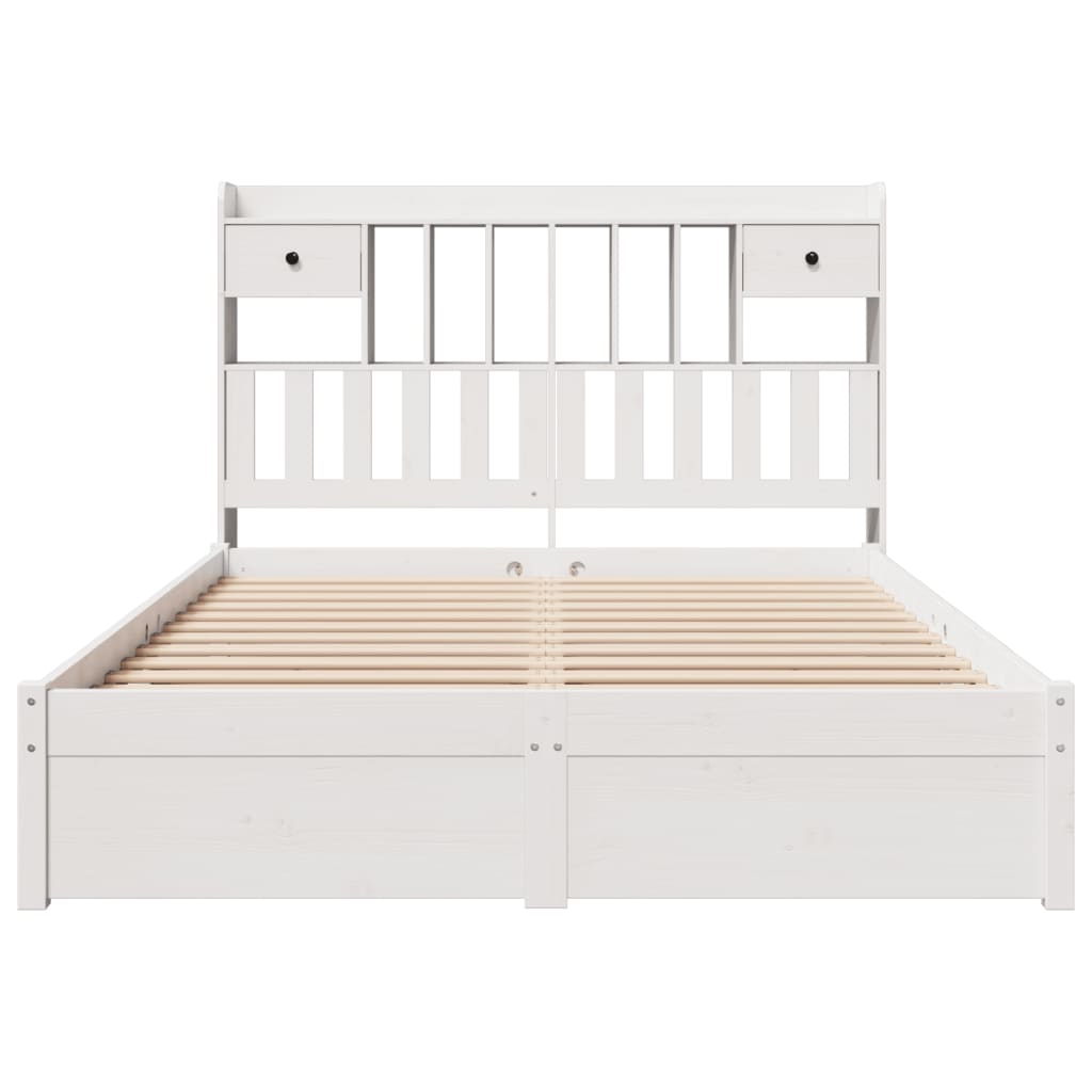 Bookcase Bed without Mattress White 140x190cm Solid Wood Pine