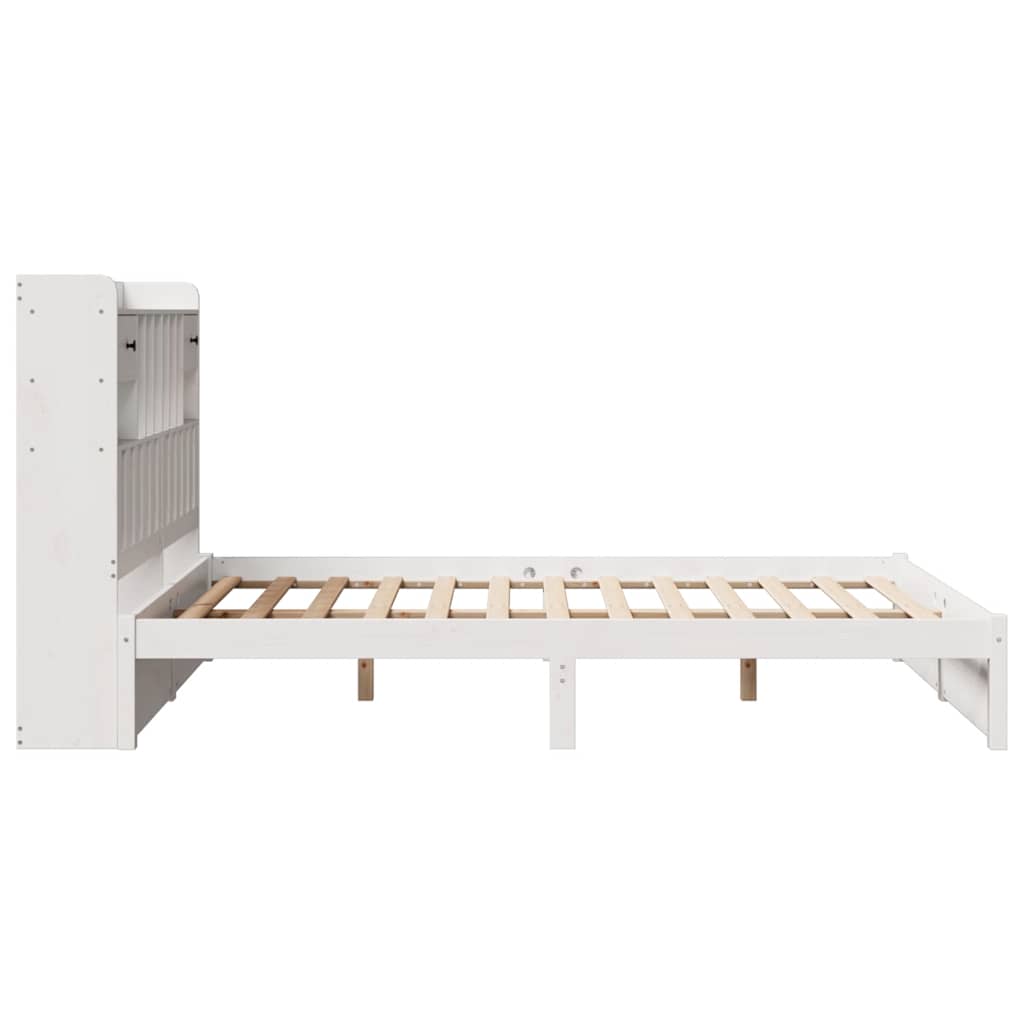 Bookcase Bed without Mattress White 140x190cm Solid Wood Pine