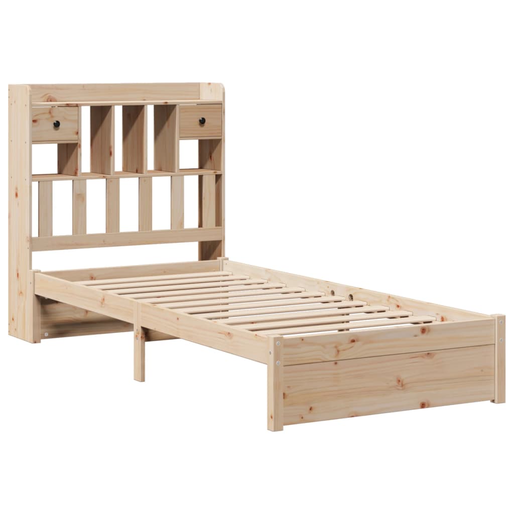 Bookcase Bed without Mattress 90x200cm Solid Wood Pine