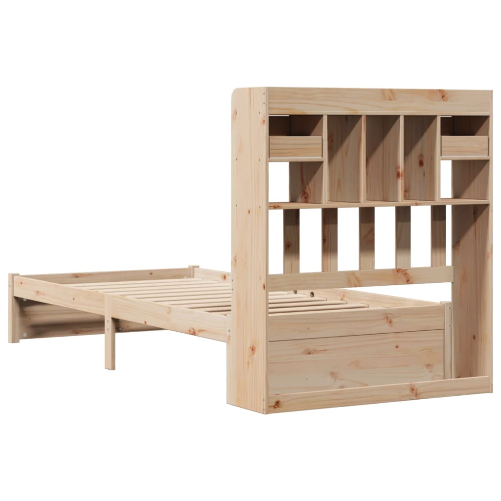 Bookcase Bed without Mattress 90x200cm Solid Wood Pine