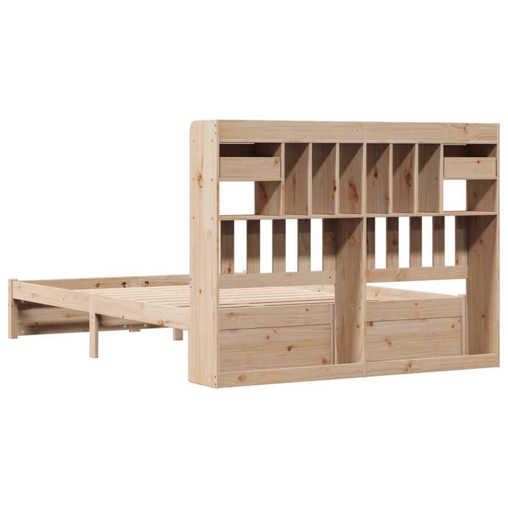 Bookcase Bed without Mattress 140x200cm Solid Wood Pine