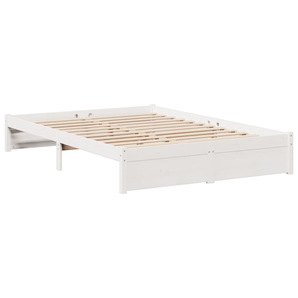 Bookcase Bed without Mattress White 140x200cm Solid Wood Pine