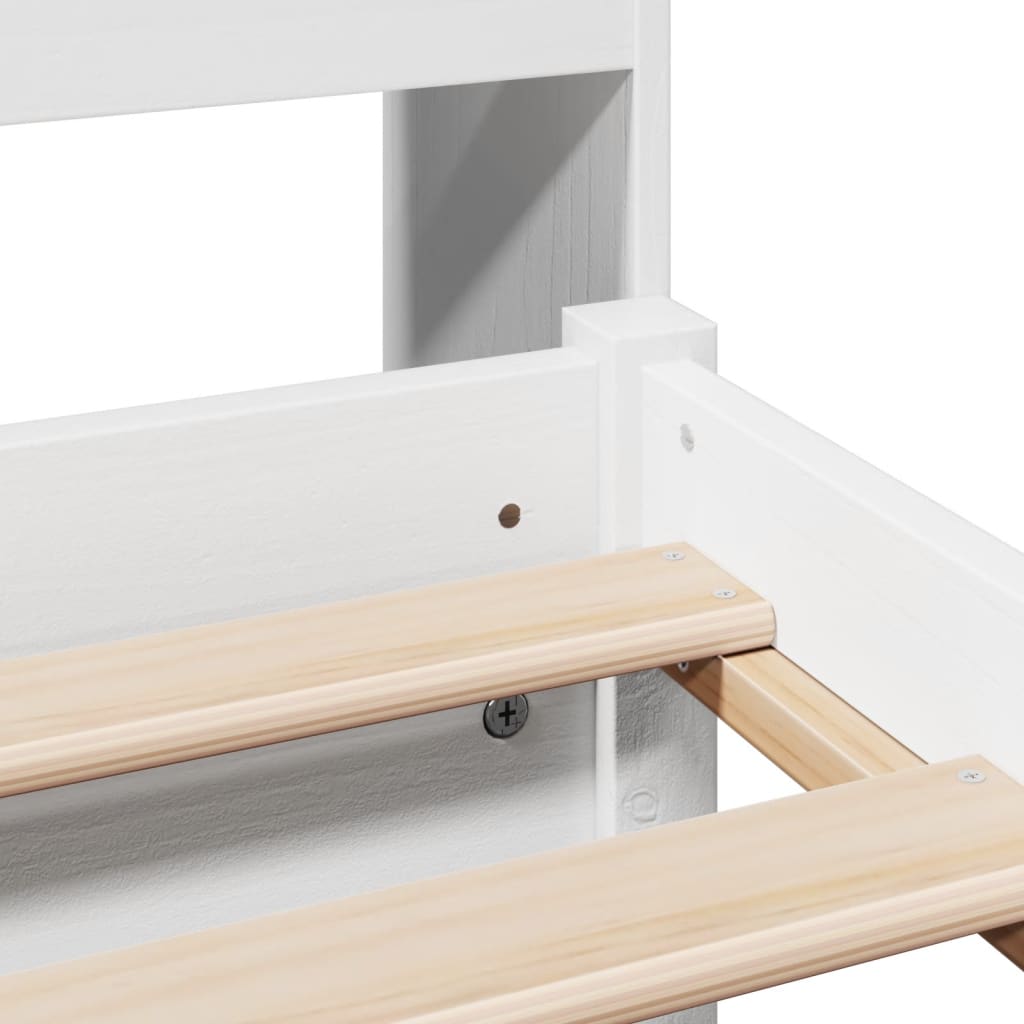 Bookcase Bed without Mattress White 140x200cm Solid Wood Pine