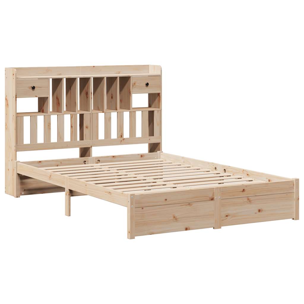 Bookcase Bed without Mattress 150x200cm King Size Solid Wood Pine