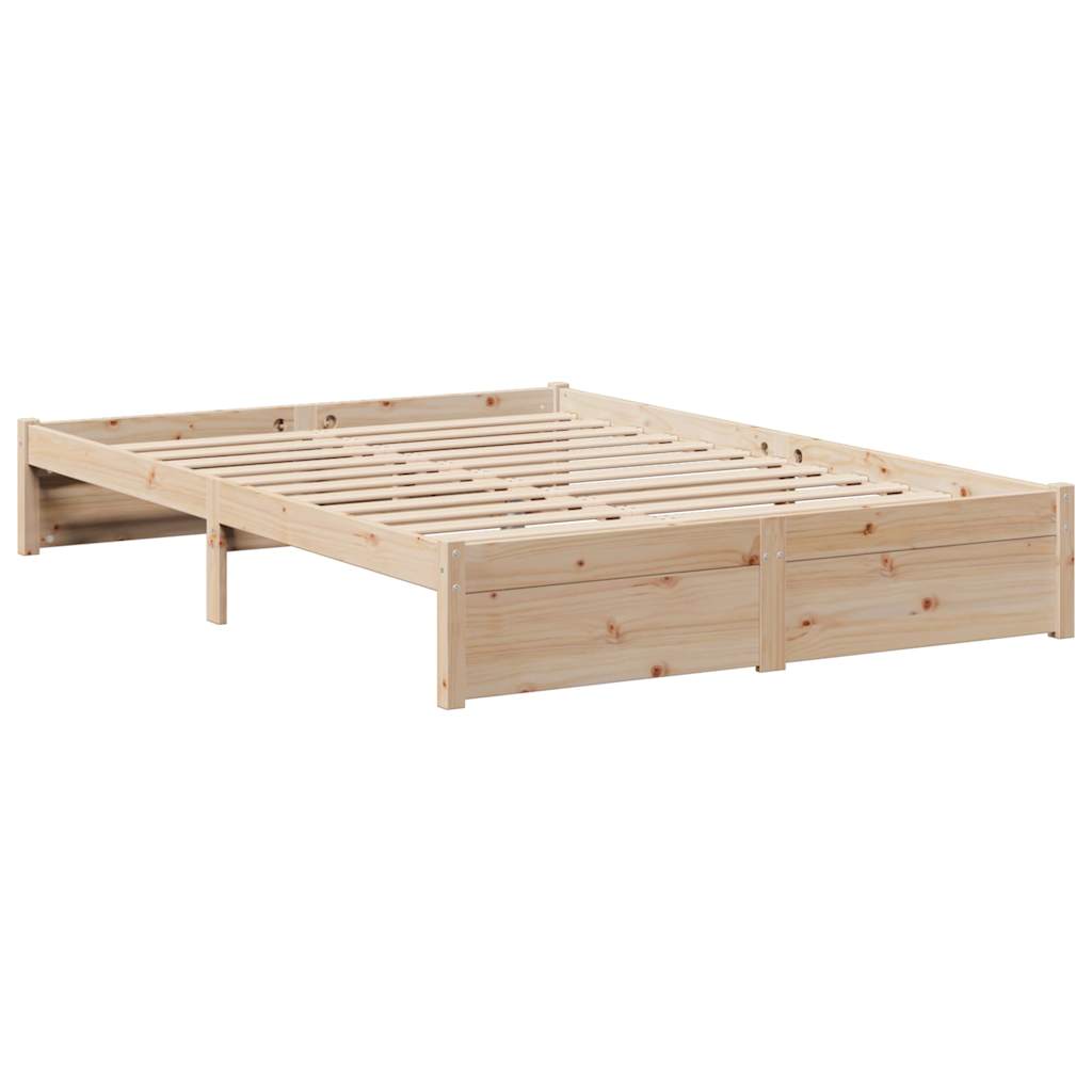 Bookcase Bed without Mattress 150x200cm King Size Solid Wood Pine