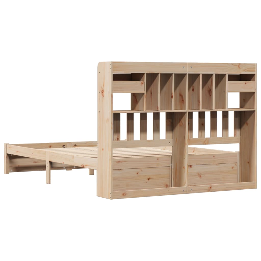 Bookcase Bed without Mattress 160x200cm Solid Wood Pine