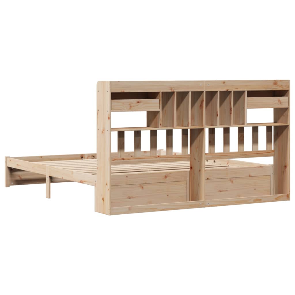 Bookcase Bed without Mattress 180x200cm Super King Solid Wood Pine