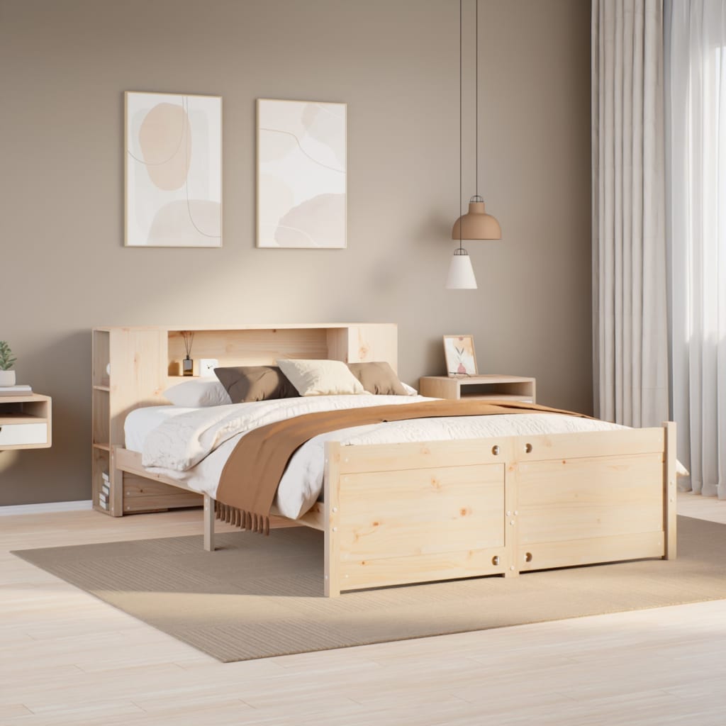 Bookcase Bed without Mattress 120x190cm Small Double Solid Wood Pine