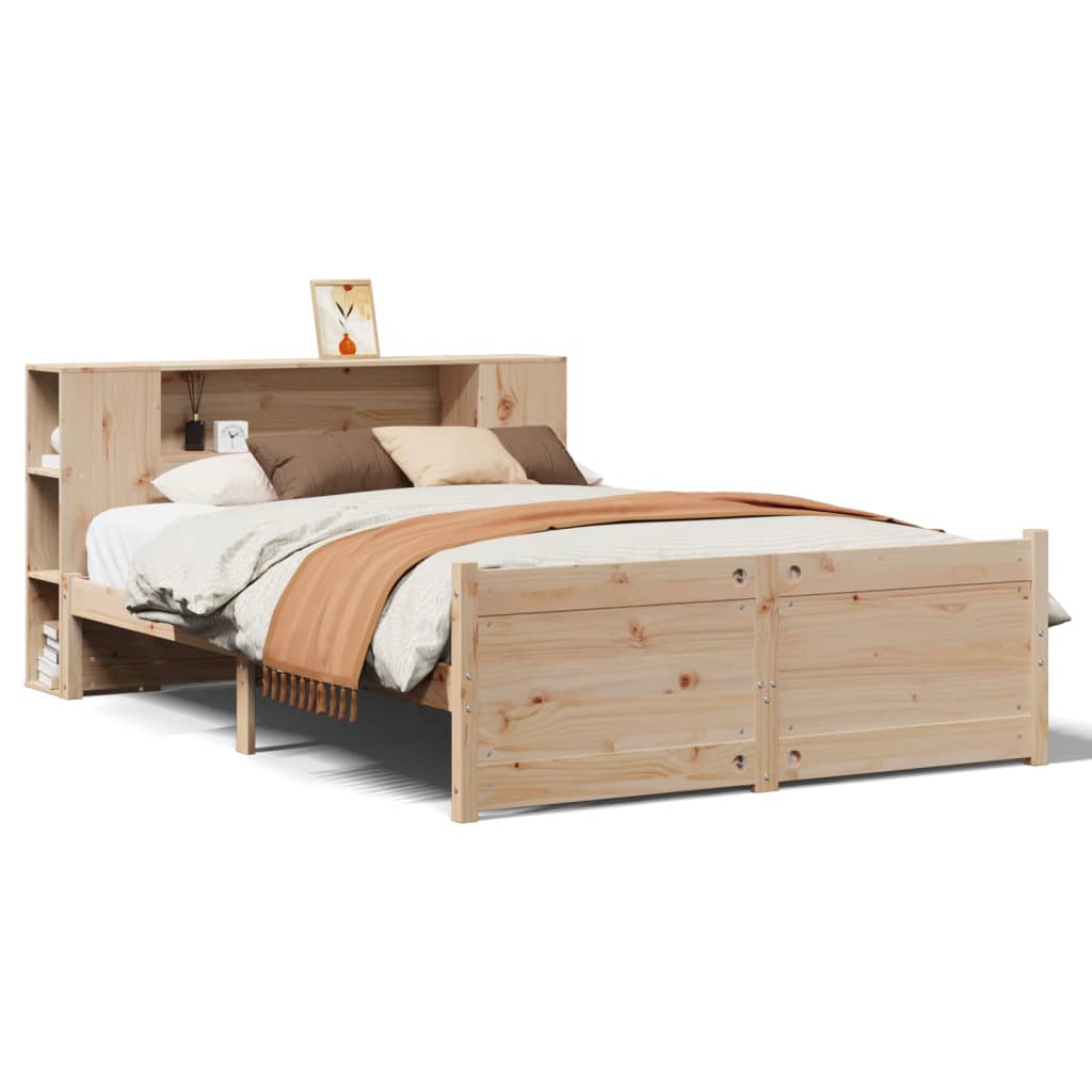 Bookcase Bed without Mattress 140x190cm Solid Wood Pine