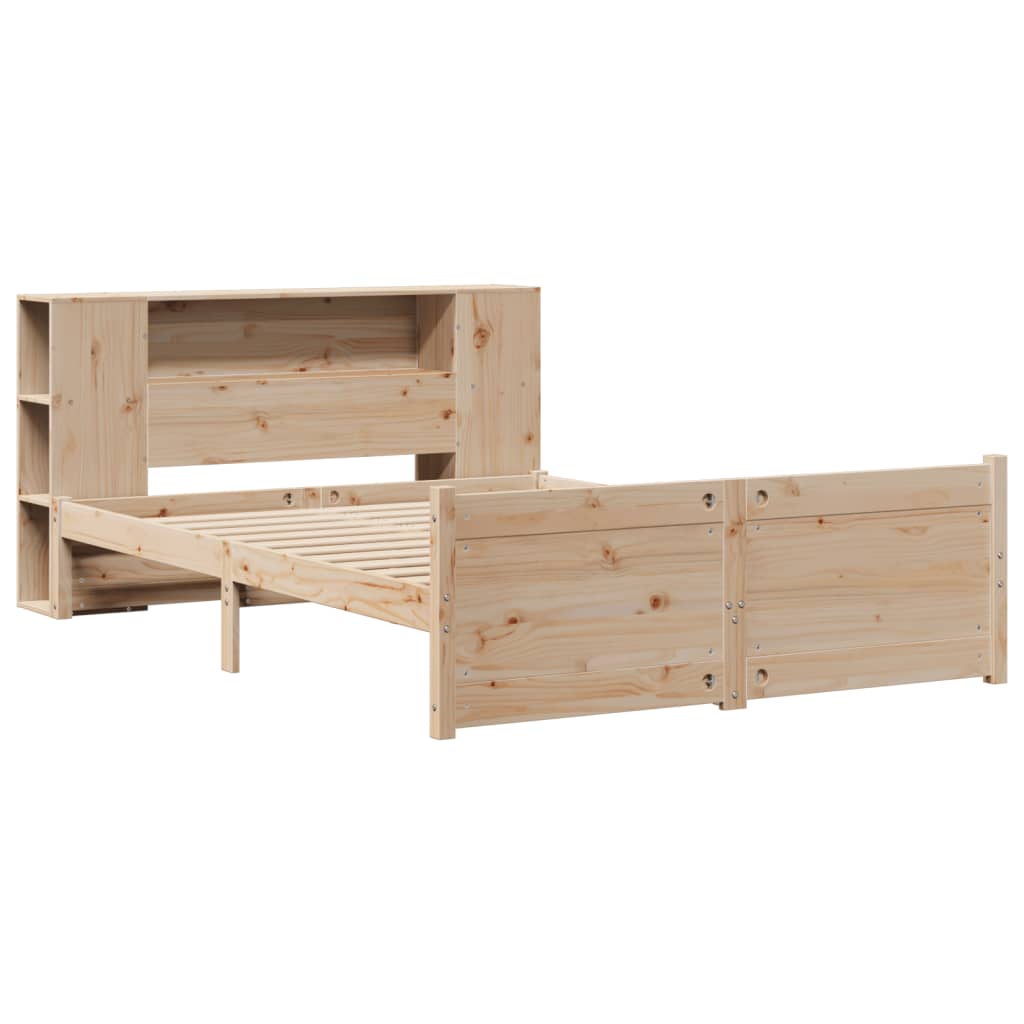 Bookcase Bed without Mattress 140x190cm Solid Wood Pine