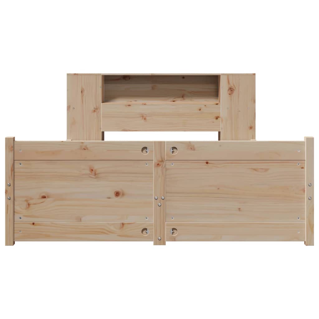 Bookcase Bed without Mattress 140x190cm Solid Wood Pine