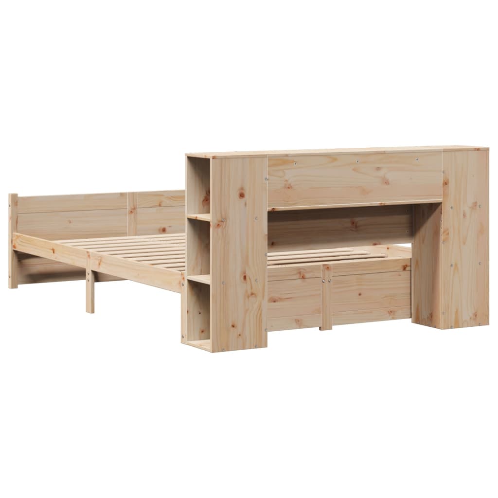 Bookcase Bed without Mattress 140x190cm Solid Wood Pine