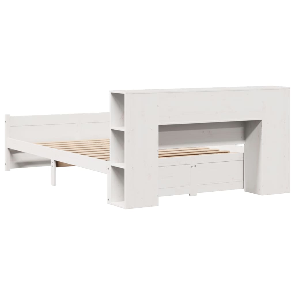 Bookcase Bed without Mattress White 120x200cm Solid Wood Pine