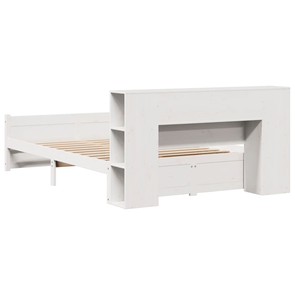 Bookcase Bed without Mattress White 140x200cm Solid Wood Pine