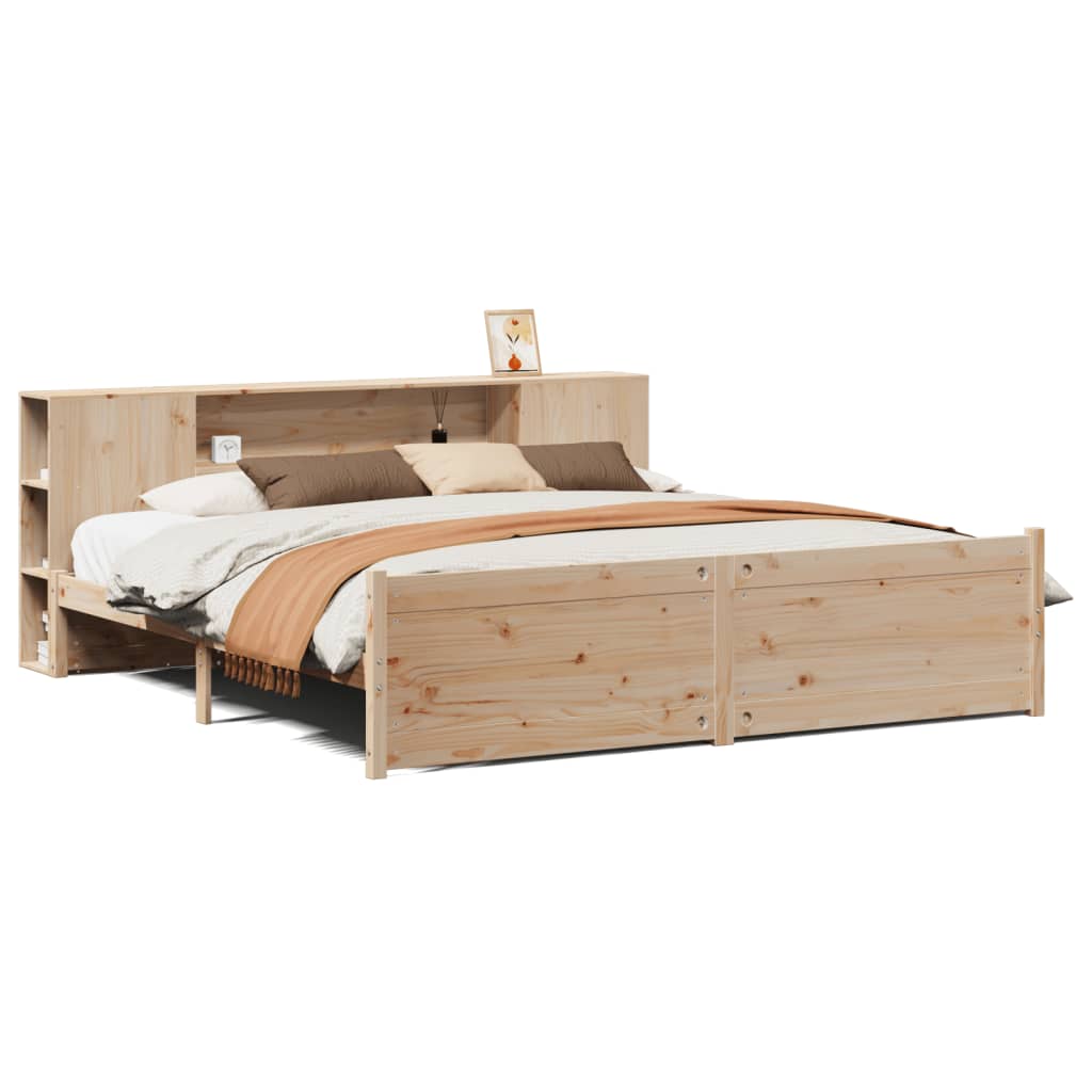 Bookcase Bed without Mattress 180x200cm Super King Solid Wood Pine