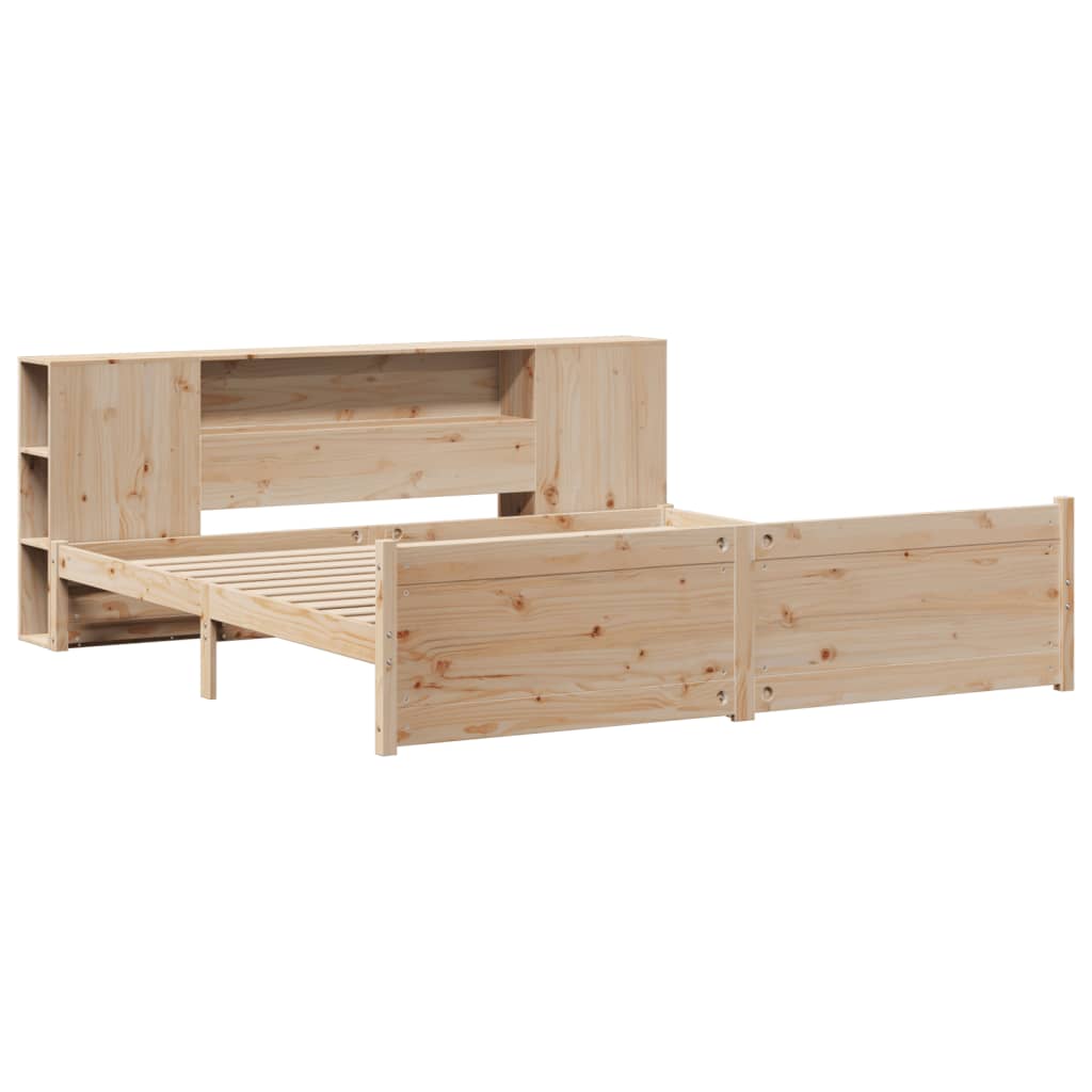 Bookcase Bed without Mattress 180x200cm Super King Solid Wood Pine