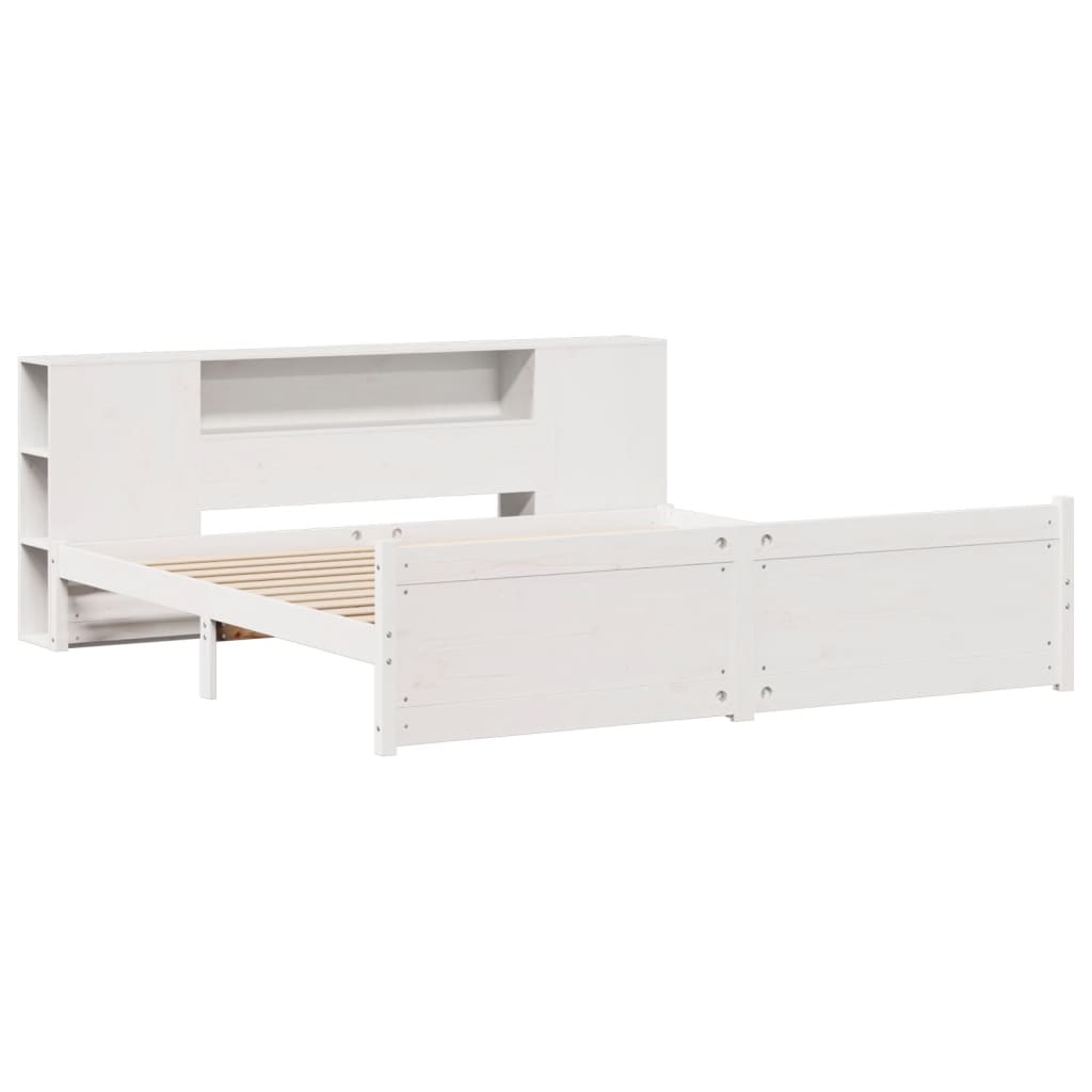 Bookcase Bed without Mattress White 200x200cm Solid Wood Pine
