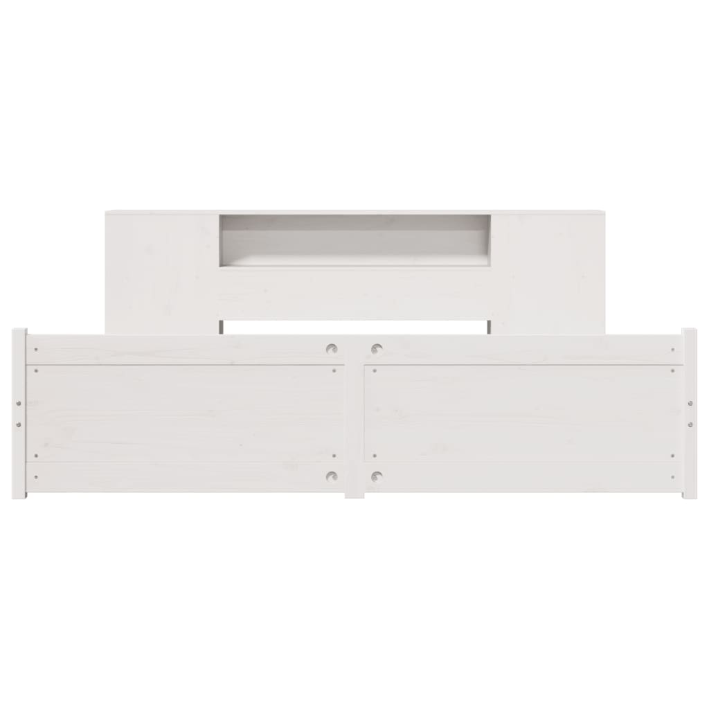 Bookcase Bed without Mattress White 200x200cm Solid Wood Pine