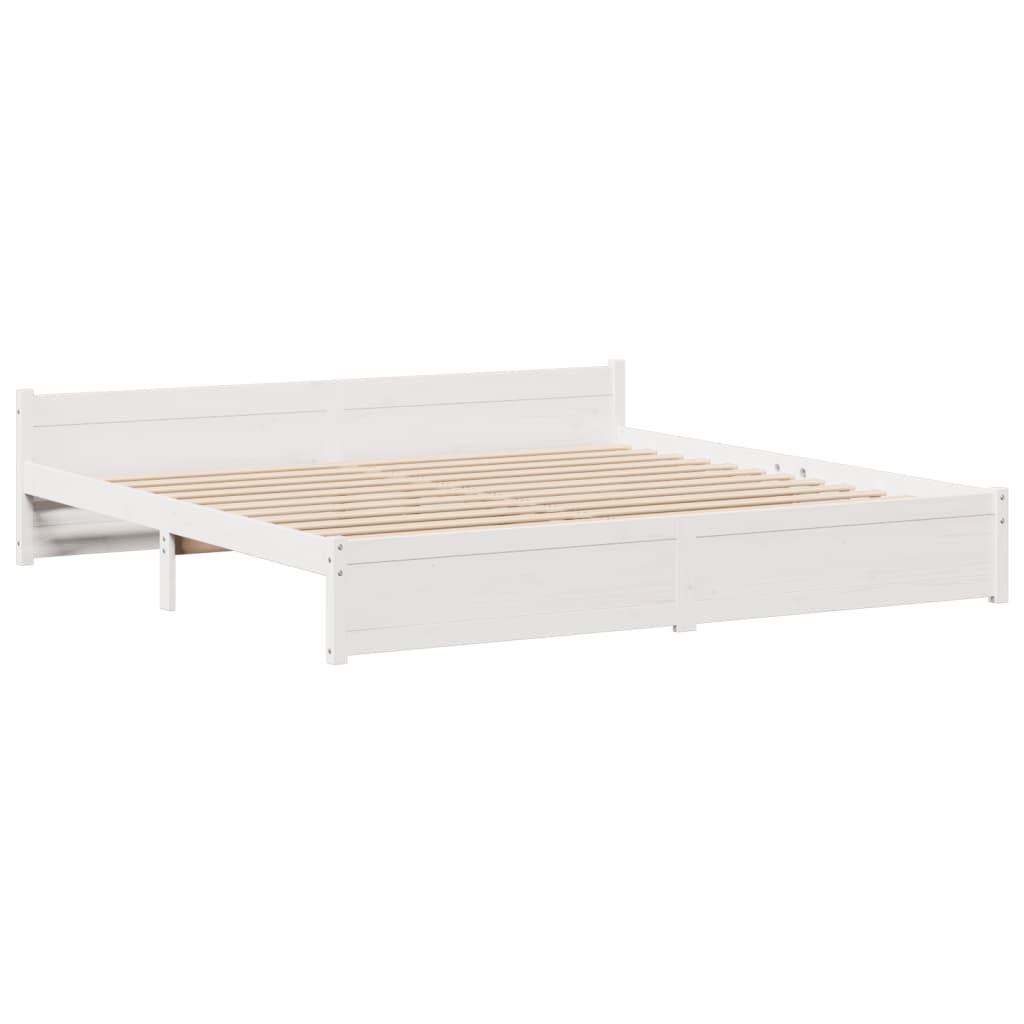 Bookcase Bed without Mattress White 200x200cm Solid Wood Pine