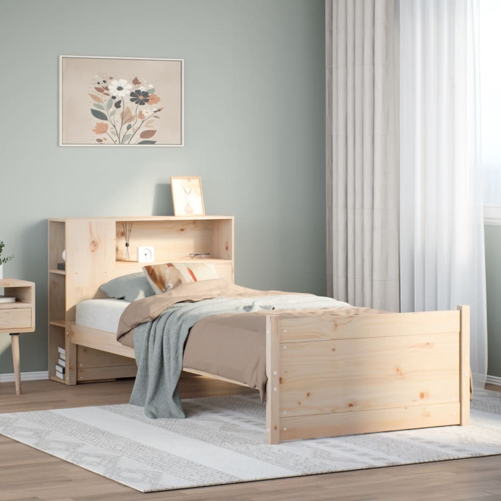 Bookcase Bed without Mattress 90x200cm Solid Wood Pine