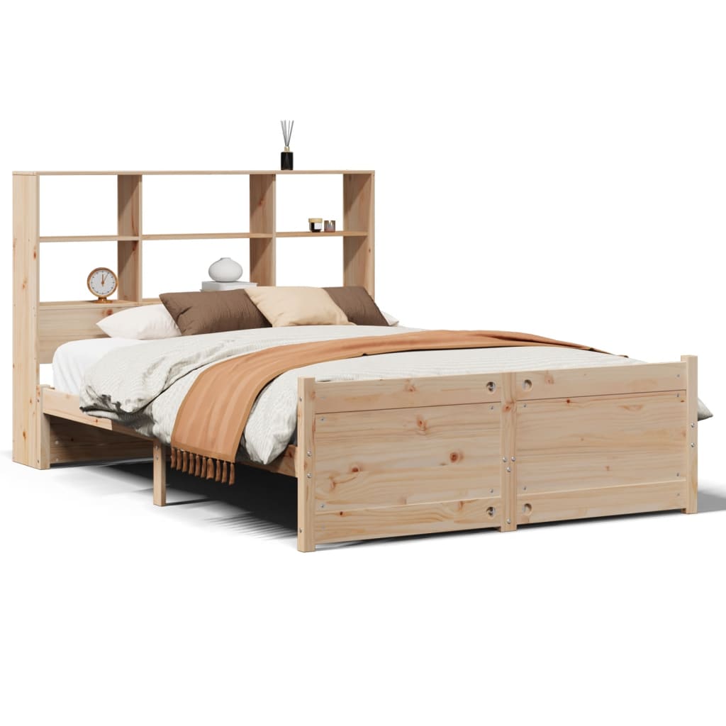 Bookcase Bed without Mattress 140x190cm Solid Wood Pine