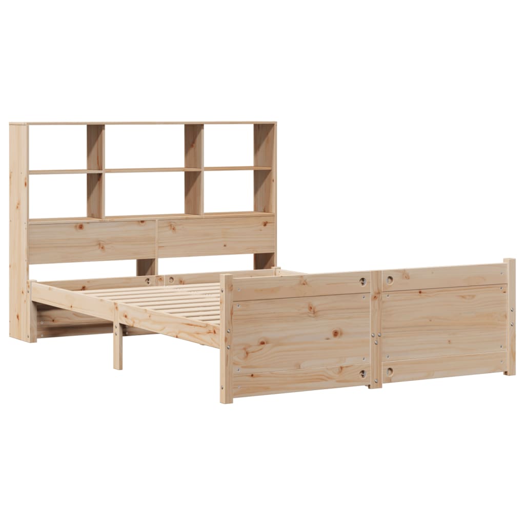 Bookcase Bed without Mattress 140x190cm Solid Wood Pine