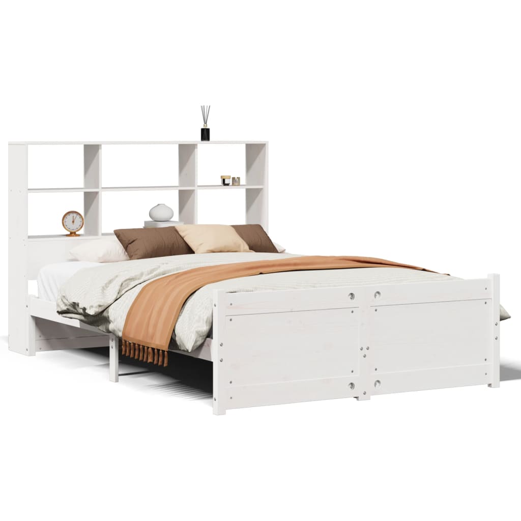 Bookcase Bed without Mattress White 120x200cm Solid Wood Pine