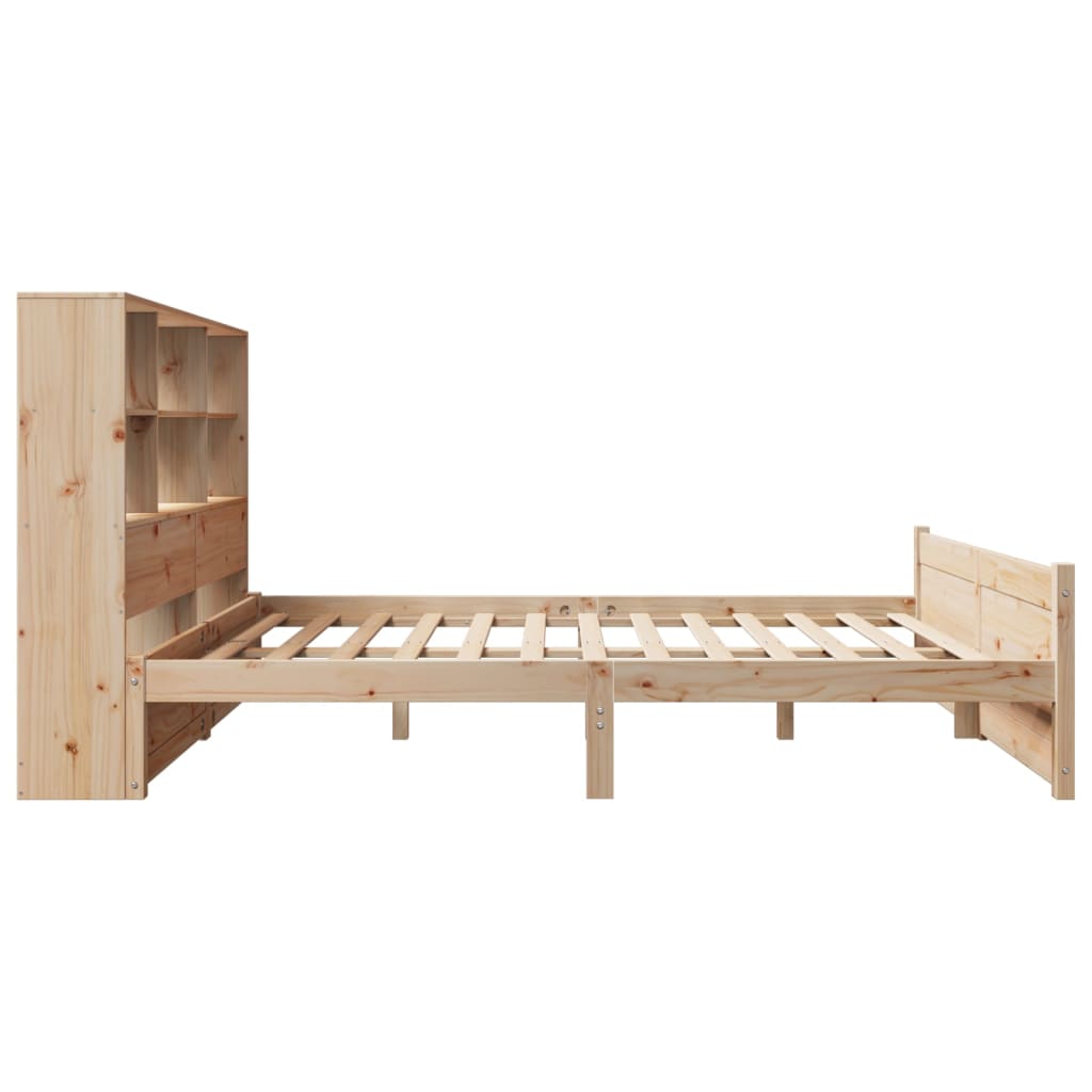 Bookcase Bed without Mattress 140x200cm Solid Wood Pine