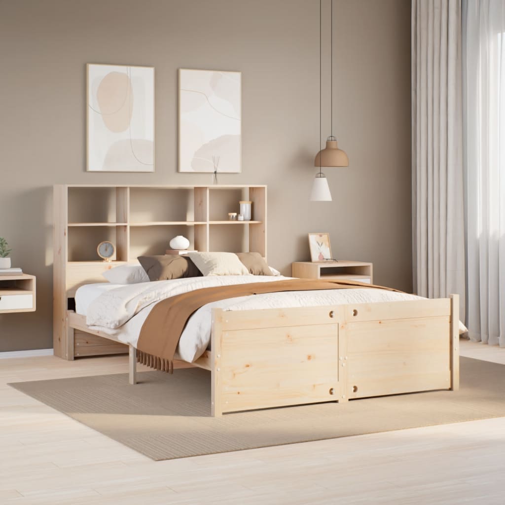 Bookcase Bed without Mattress 160x200cm Solid Wood Pine