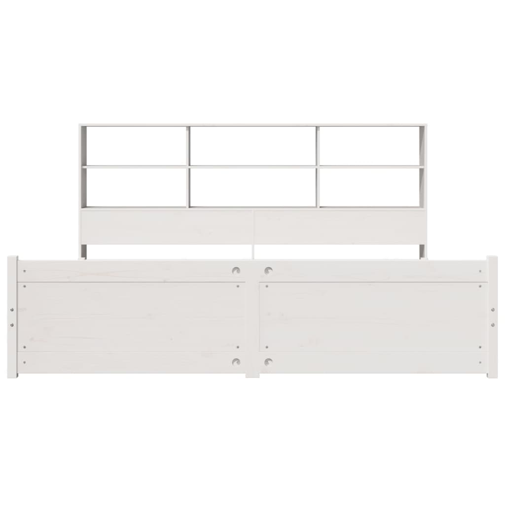 Bookcase Bed without Mattress White 180x200 cm Super King Solid Wood Pine