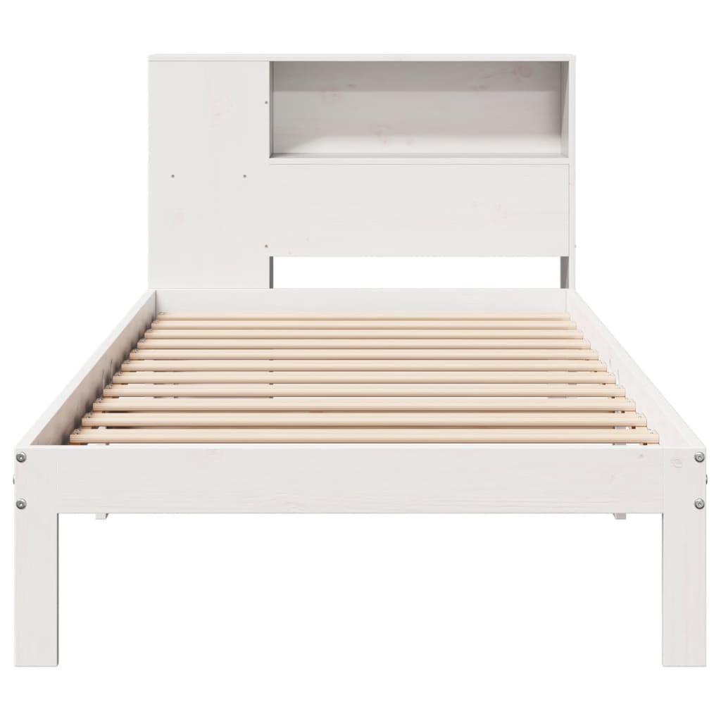 Bookcase Bed without Mattress White 90x190 cm Single Solid Wood Pine