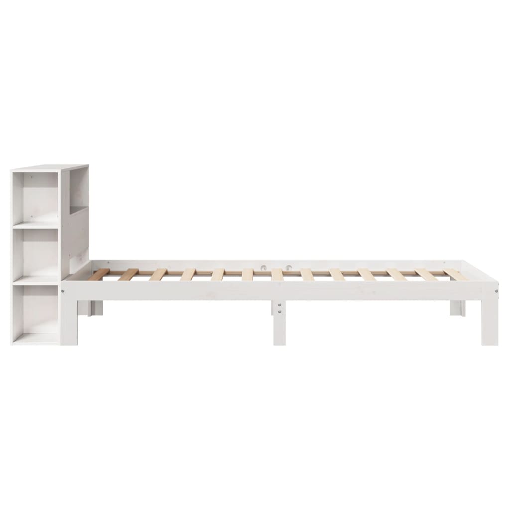 Bookcase Bed without Mattress White 90x190 cm Single Solid Wood Pine