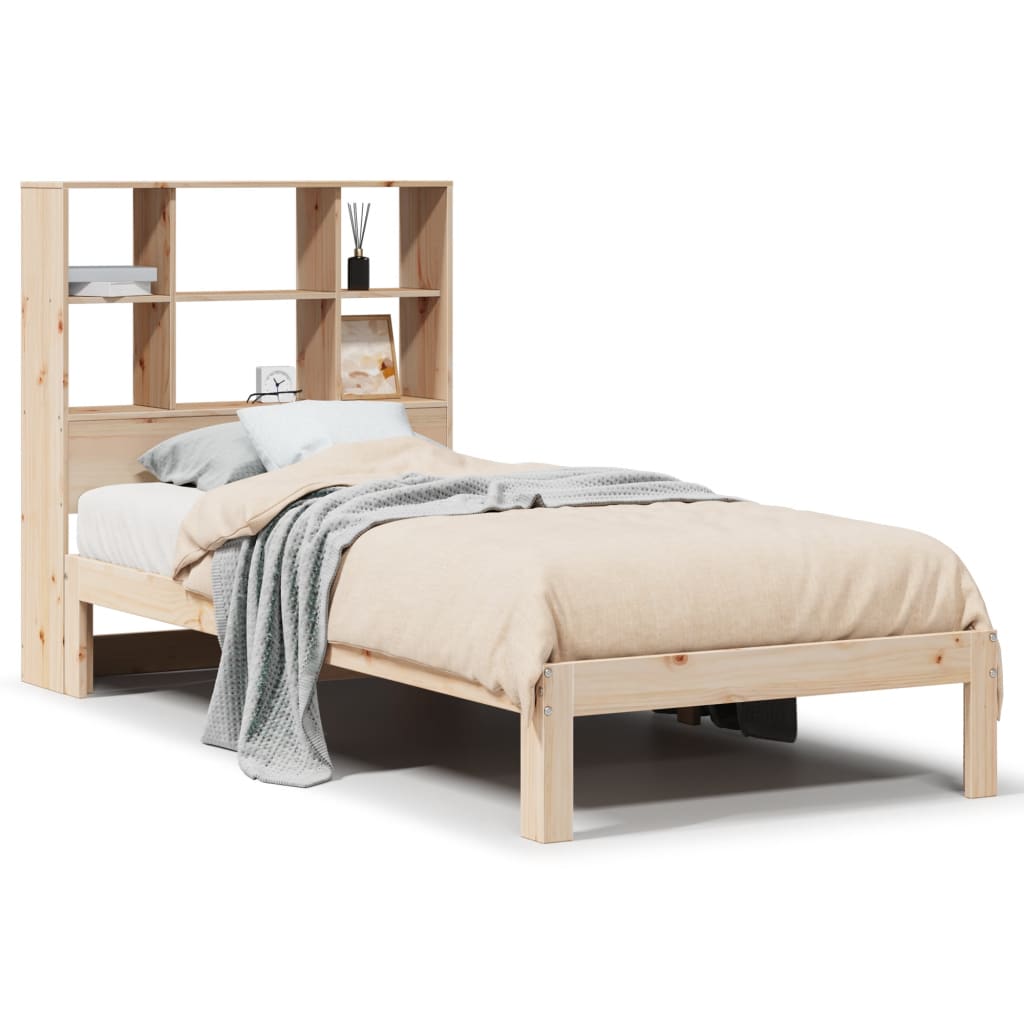 Bookcase Bed without Mattress 90x200cm Solid Wood Pine