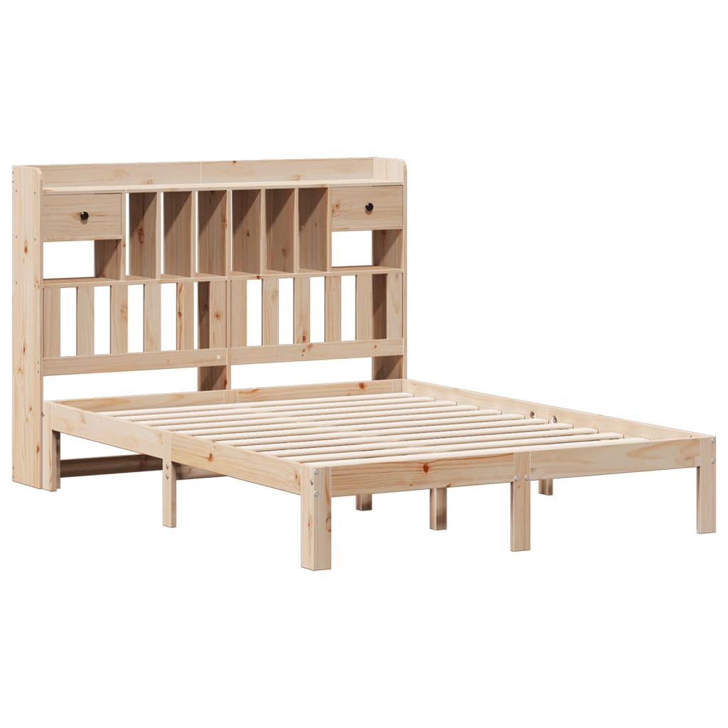 Bookcase Bed without Mattress 150x200cm Solid Wood Pine