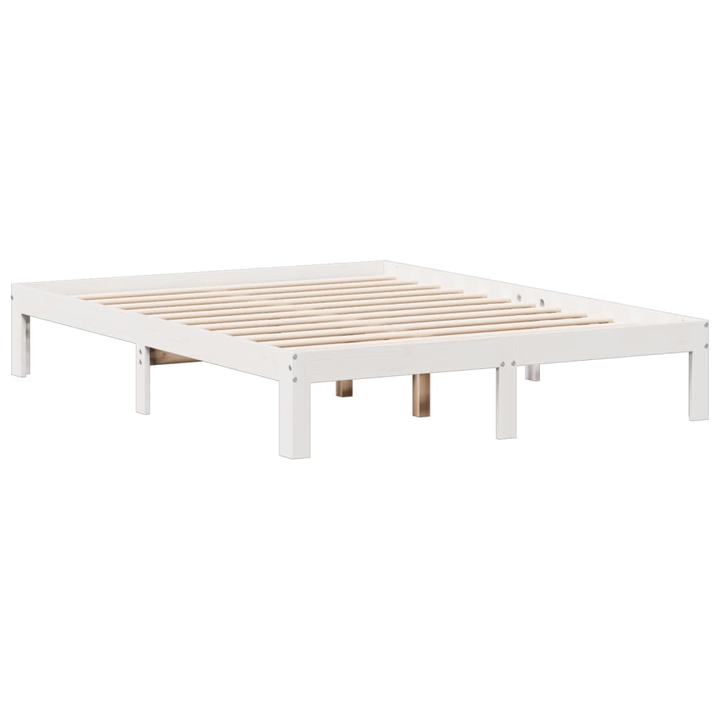 Bookcase Bed without Mattress White 160x200cm Solid Wood Pine