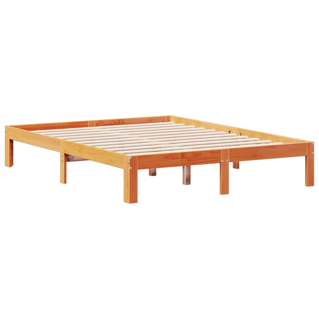 Bookcase Bed without Mattress Wax Brown 140x200cm Solid Wood Pine