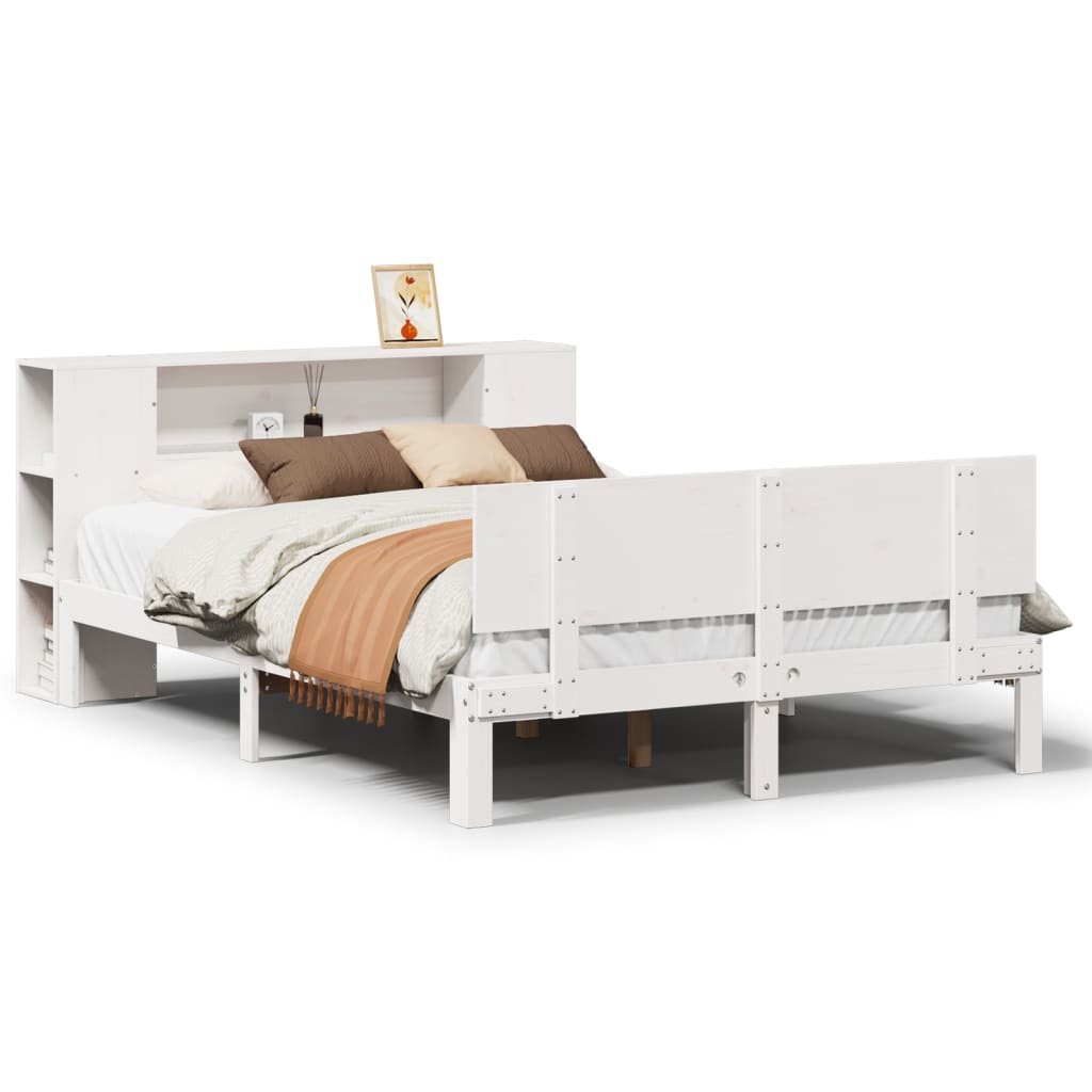 Bookcase Bed without Mattress White 120x190 cm Small Double Solid Wood Pine