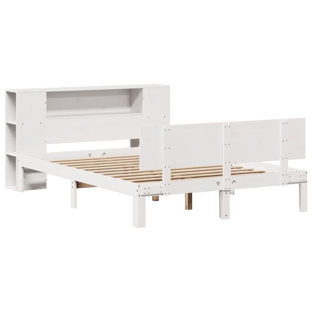 Bookcase Bed without Mattress White 120x190 cm Small Double Solid Wood Pine